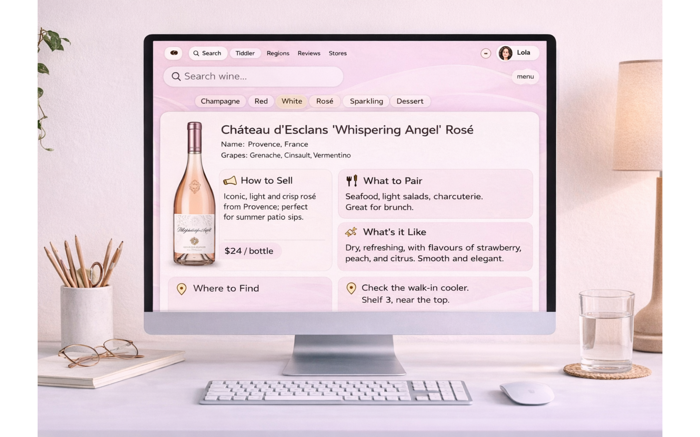 Wine finder mockup on computer